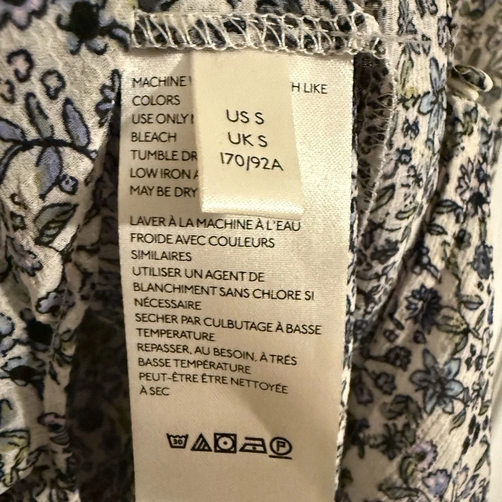 Free People Blue and Cream Patterned Blouse
